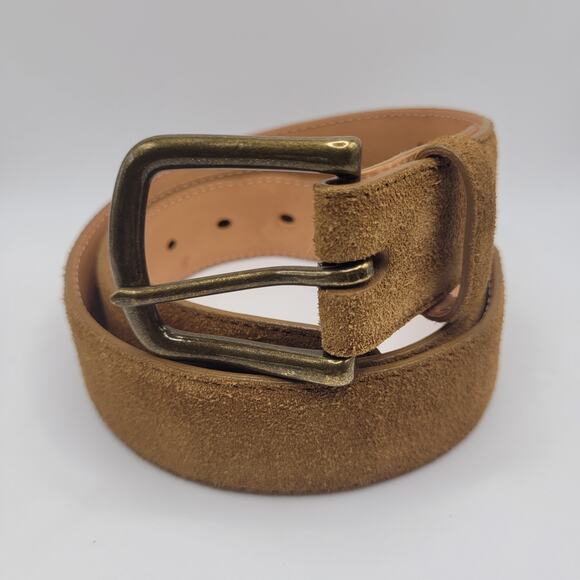 Tecovas Belt Mens 36 Tan Brown Suede Bovine Leather Western Cowboy Handmade